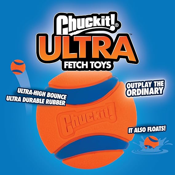 ChuckIt! Ultra Ball Dog Toy - Durable, High Bounce, Floating Rubber, Launcher Compatible, Medium (Pack of 2)